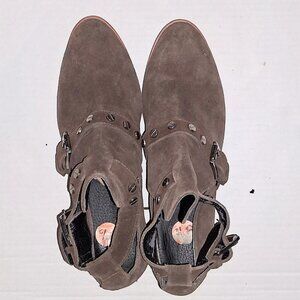 Rebecca Mincoff Olive Green Suede Booties Women Size 9.5